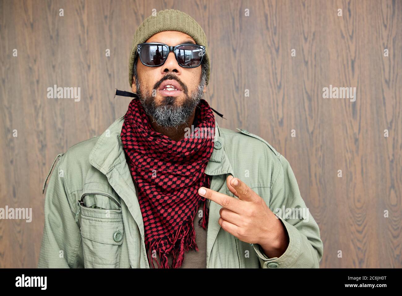 Hamburg, Germany. 10th July, 2020. Rapper Samy Deluxe gestures before an interview as part of the presentation of a new eyewear collection. Credit: Georg Wendt/dpa/Alamy Live News Stock Photo