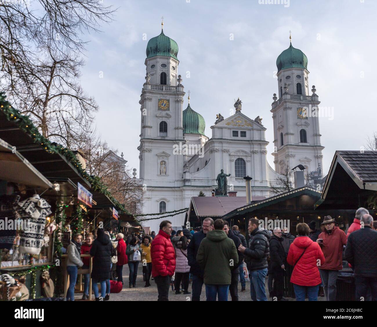 Passau / Germany - December 19, 2019 - Many historic buildings can be found while exploring the streets of downtown Passau, Germany Stock Photo