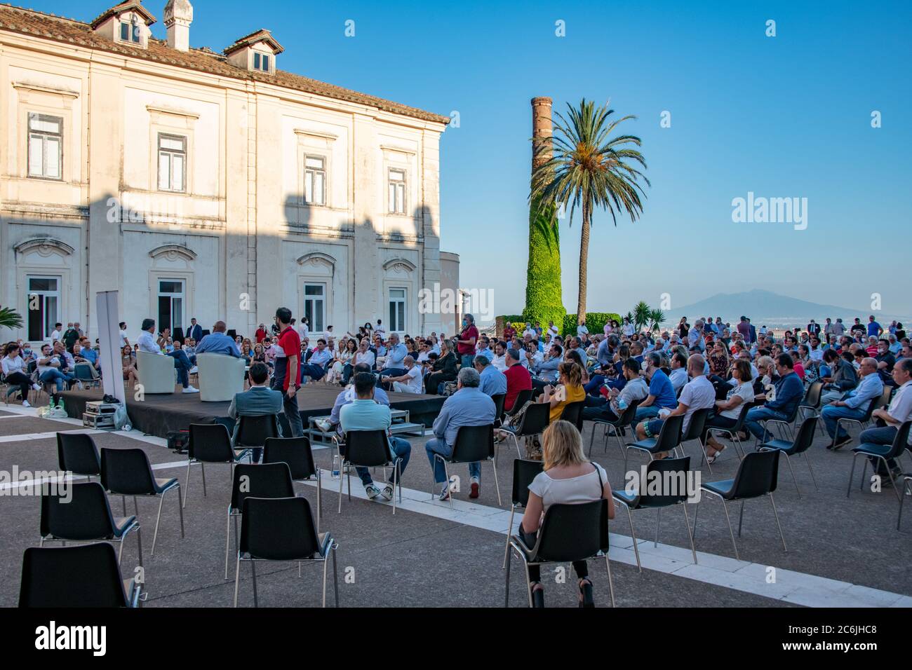 Caserta, Italy. 09th July, 2020. The leader of 'Italia Viva' Matteo Renzi arrives in Caserta to support the candidate Nicola Caputo in the next regional elections.He also speaks about his latest book 'La mossa del cavallo'. In the picture: a view of 'Belvedere di San Leucio'. (Photo by Gennaro Buco/Pacific Press/Sipa USA) Credit: Sipa USA/Alamy Live News Stock Photo