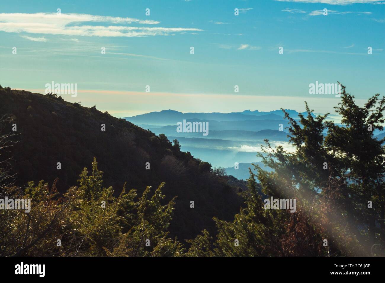 The Montseny Natural Park is in the Catalan pre-coastal mountain range. It covers an area of 31,063.94 hectares and is 50km from Barcelona and 25km fr Stock Photo