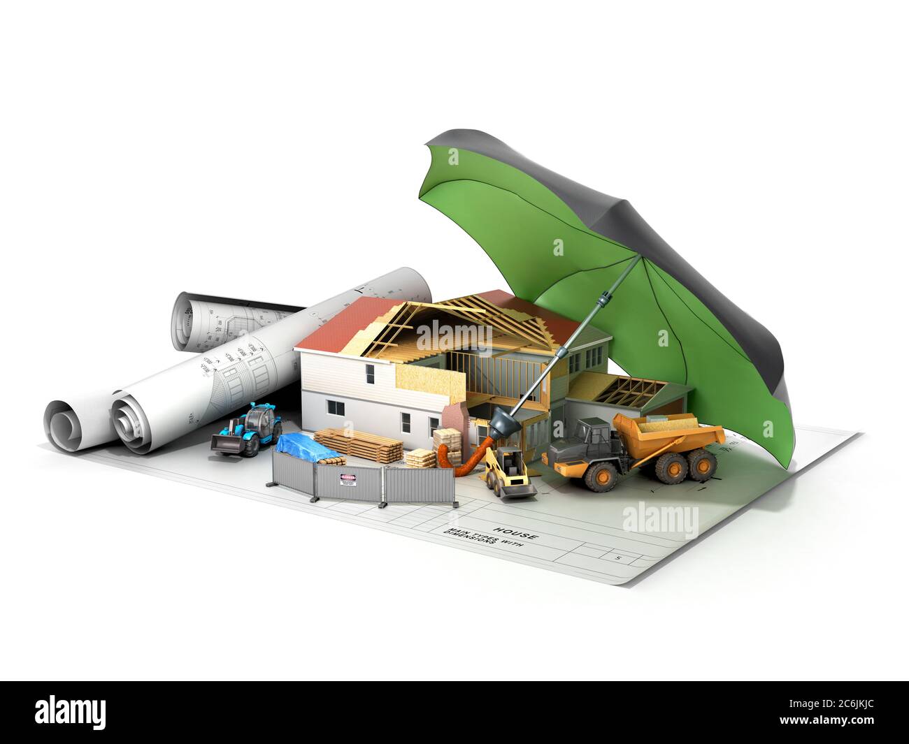 Modern risk management concept in construction industry 3d render image ...