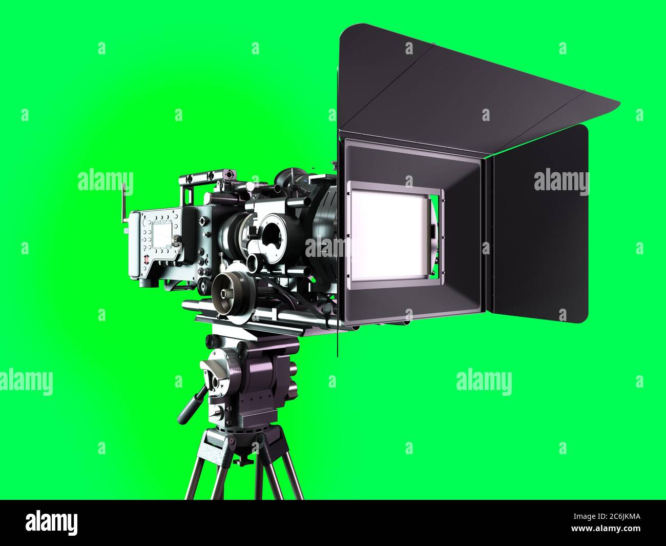 proffesional video camera 3d render on green screen Stock Photo - Alamy
