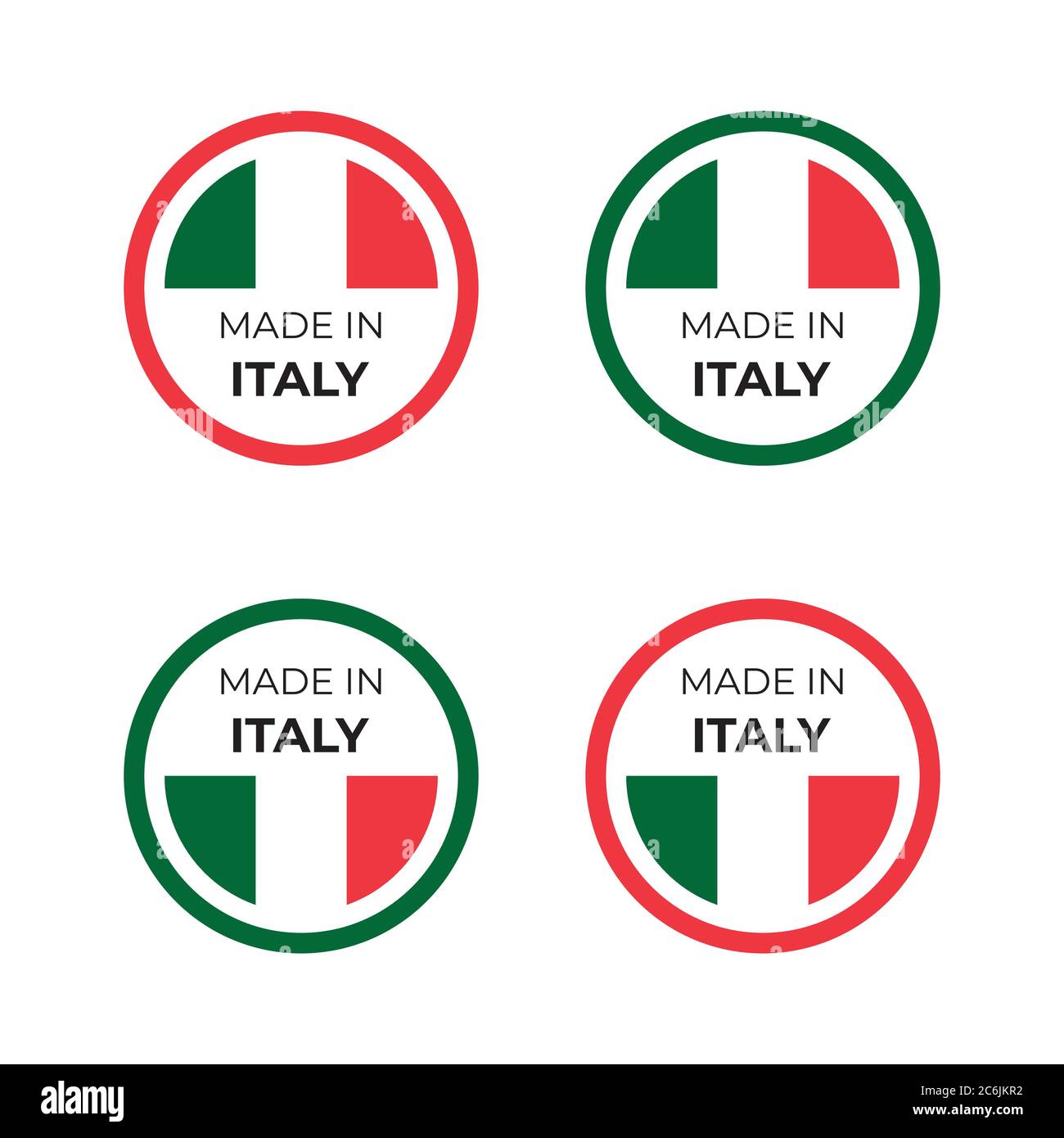 Made in Italy product symbol vector illustration design of italian badge and emblem inspired by concept of red and green national flag Stock Vector