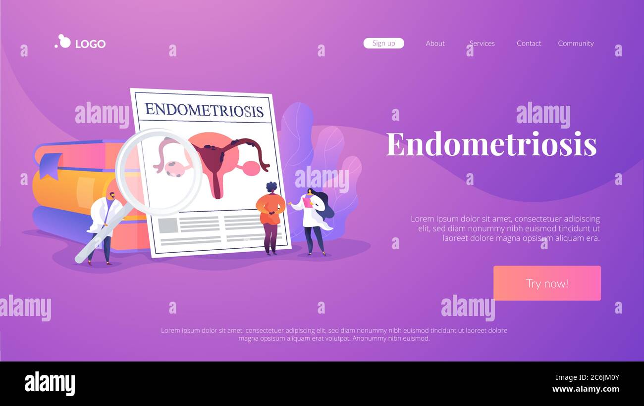 Endometriosis landing page concept Stock Vector