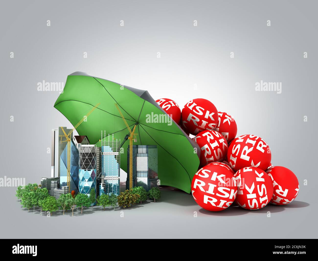 Modern risk management concept in construction industry 3d render image ...