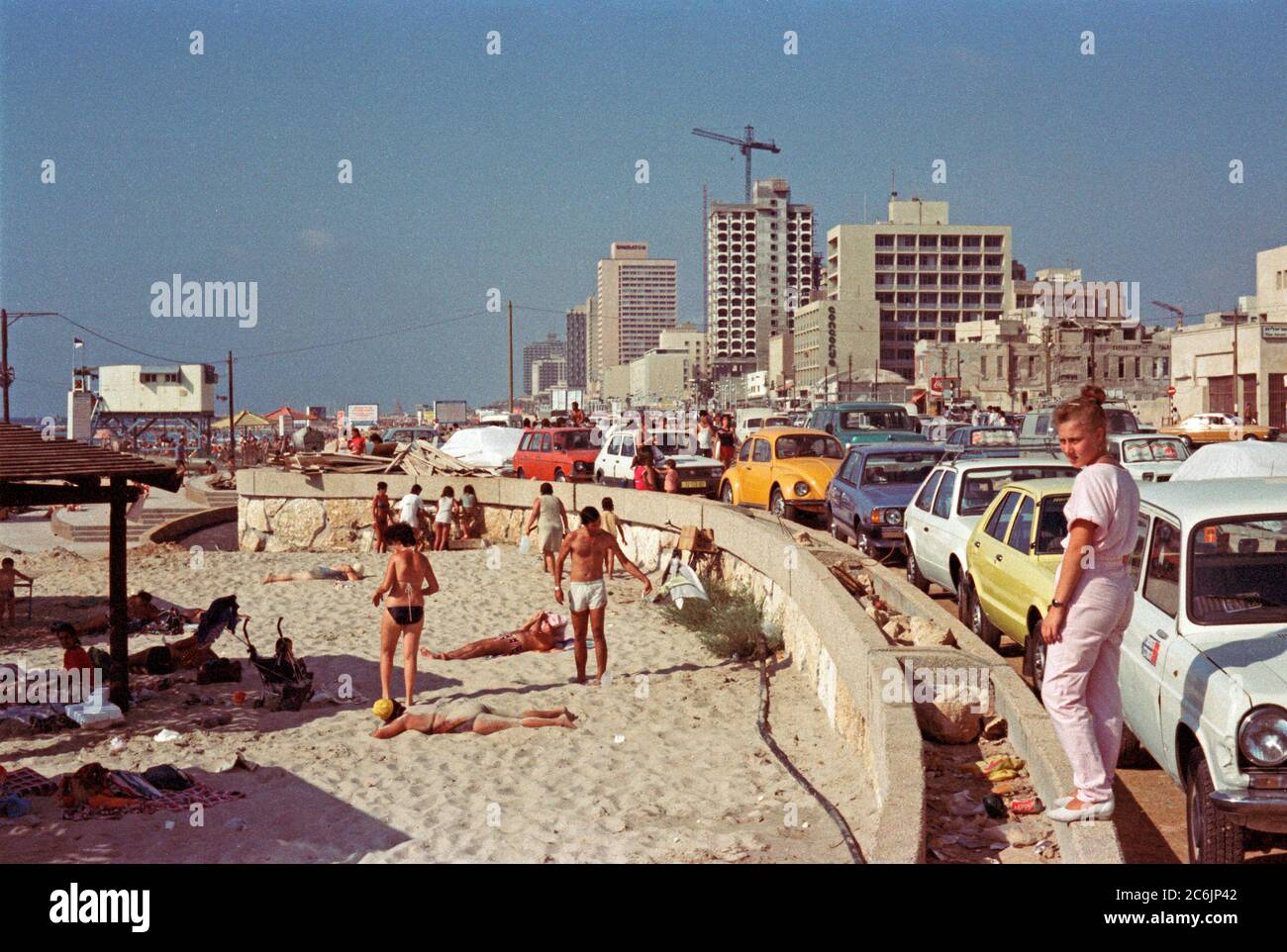 seaside, August 1983, Tel Aviv, Israel Stock Photo