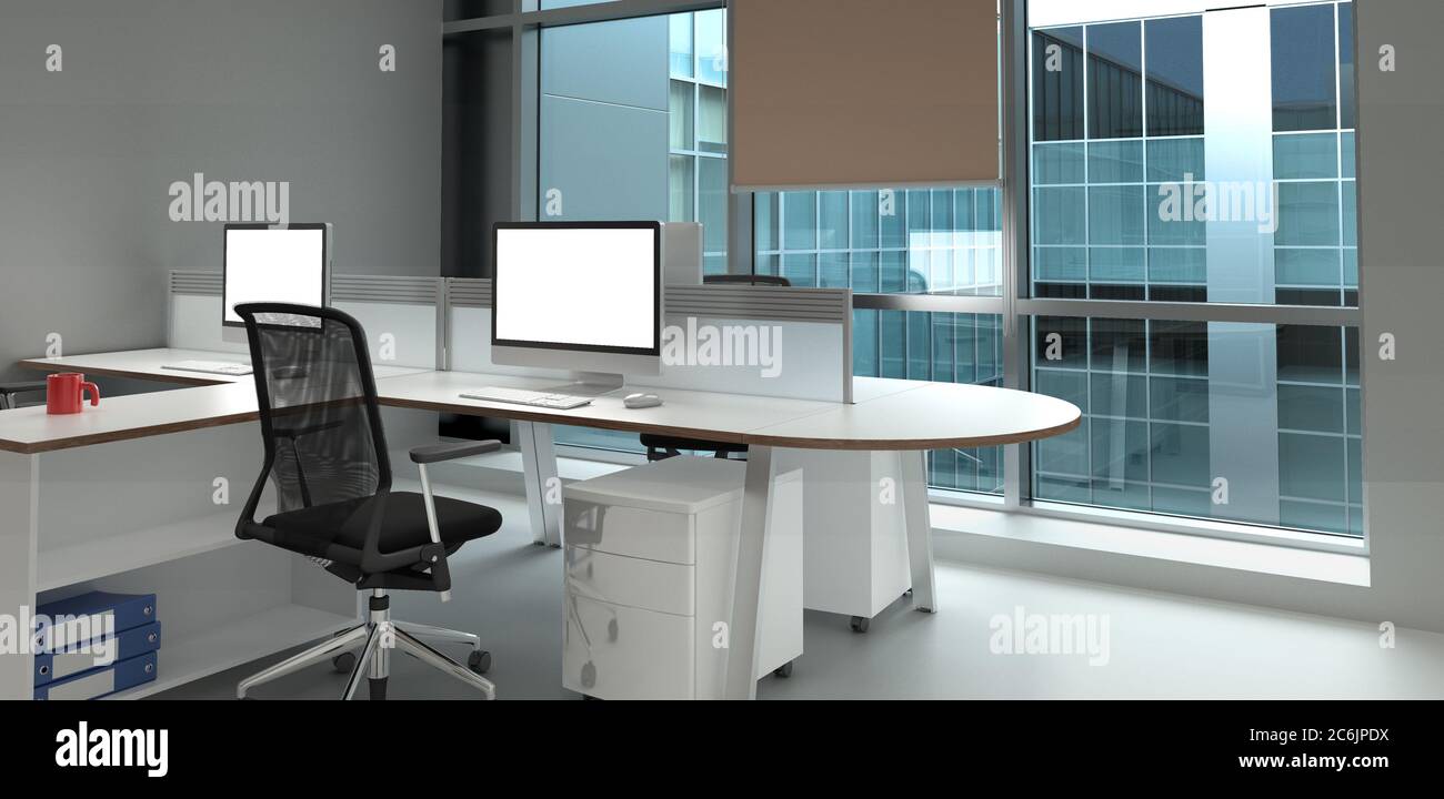 modern office room 3d rendering image Stock Photo
