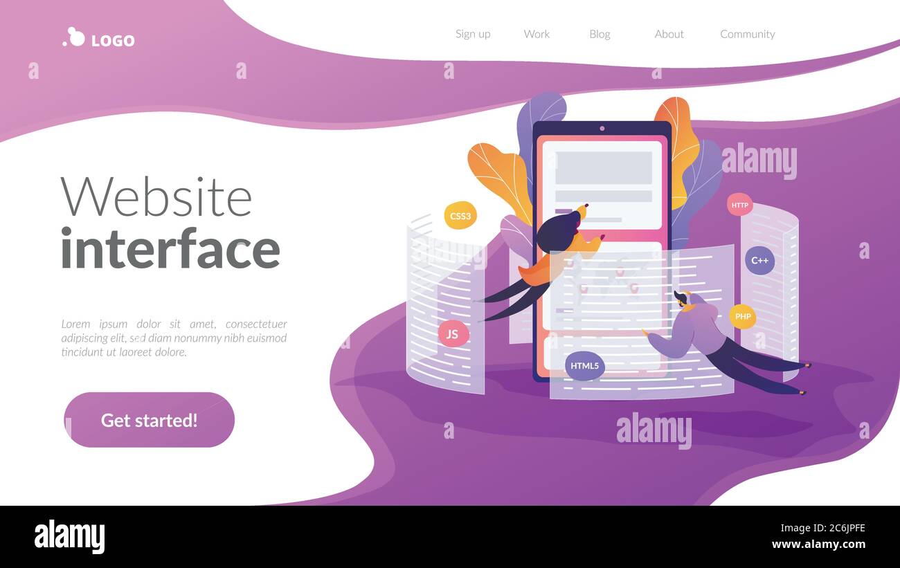 Front end development it landing page template Stock Vector Image & Art