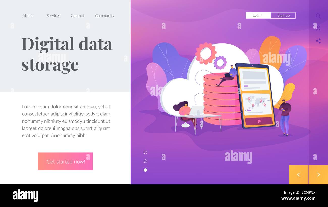 Cloud Storage Landing Page Template Stock Vector Image Art Alamy
