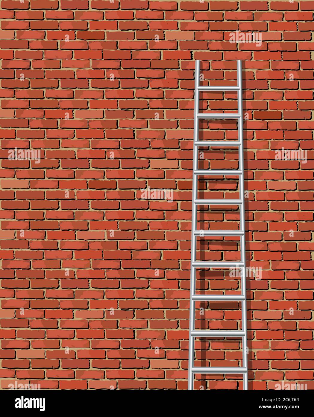 A vector illustration of a ladder against and old wall Stock Vector