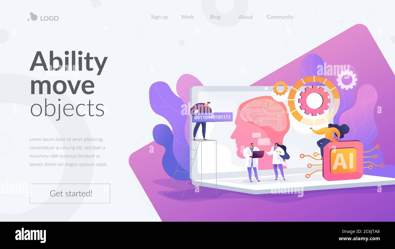 Artificial intelligence landing page template Stock Vector Image & Art ...