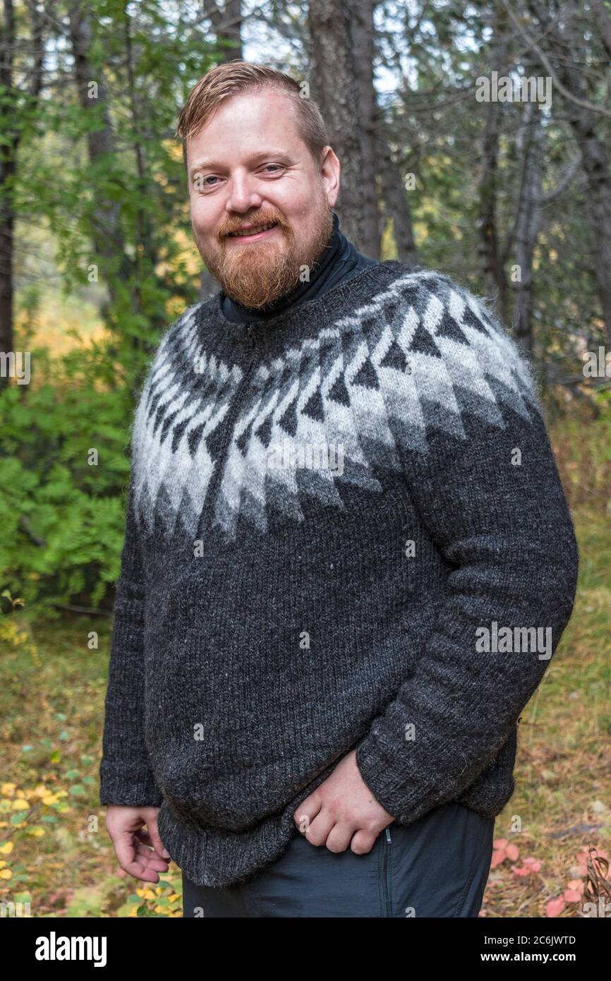 Icelandic man in typical Icelandic wool sweater Stock Photo - Alamy