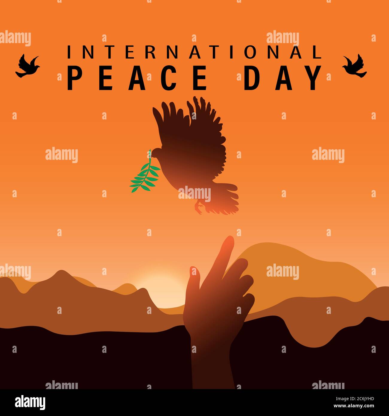 World Peace Day greeting card illustration, International social help