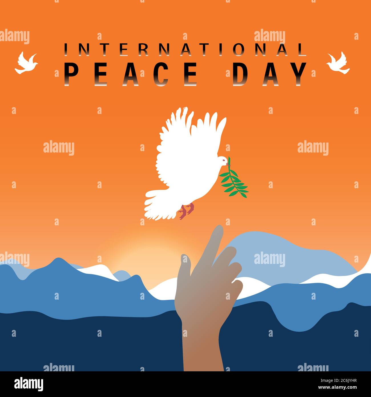 World Peace Day greeting card illustration, International social help