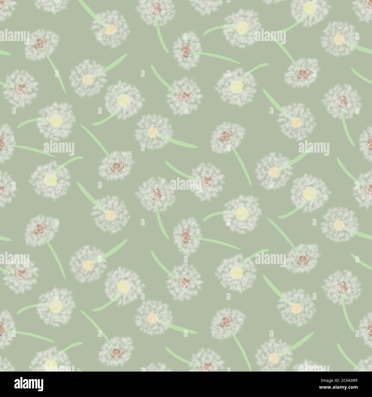 fluffy dandelions seamless vector pattern Stock Vector