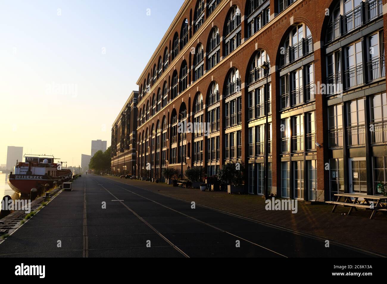 Modern buildings on the Veemkade by the river IJ in the center of Amsterdam Stock Photo