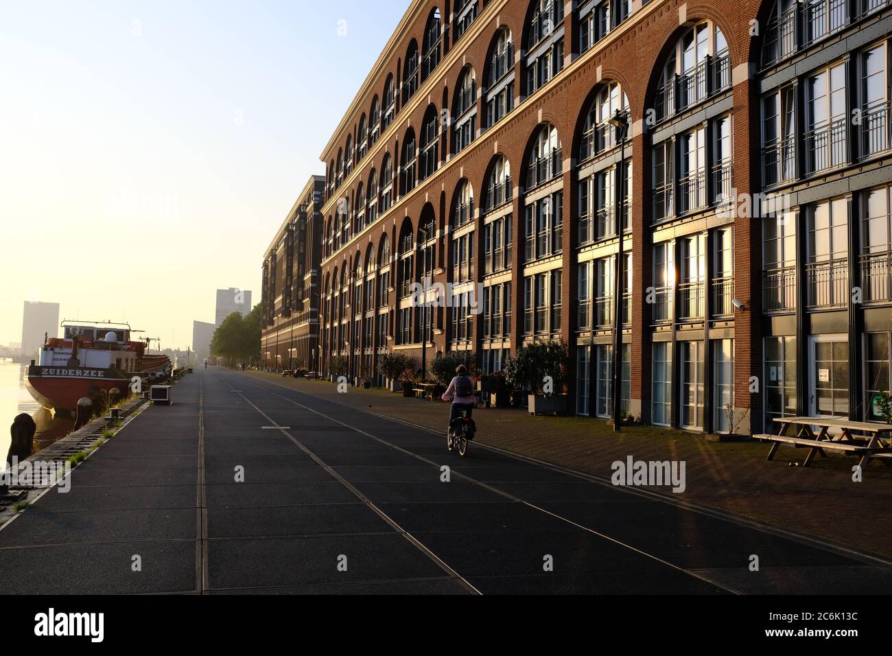 Modern buildings on the Veemkade by the river IJ in the center of Amsterdam Stock Photo