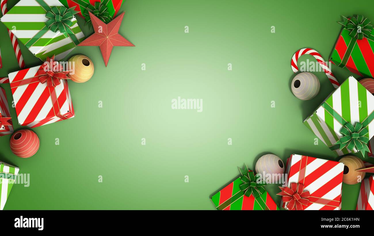 christmas gift boxes and accessories background with place for text 3d ...