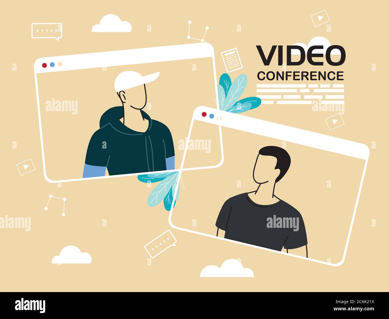 Videoconference Mask Business Meeting Social Distance Masks Stock Vector Images - Alamy