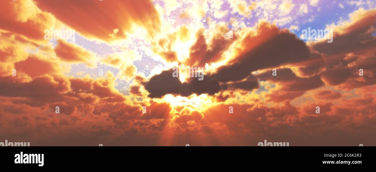 Sunset / sunrise with clouds, light rays and other atmospheric effect ...