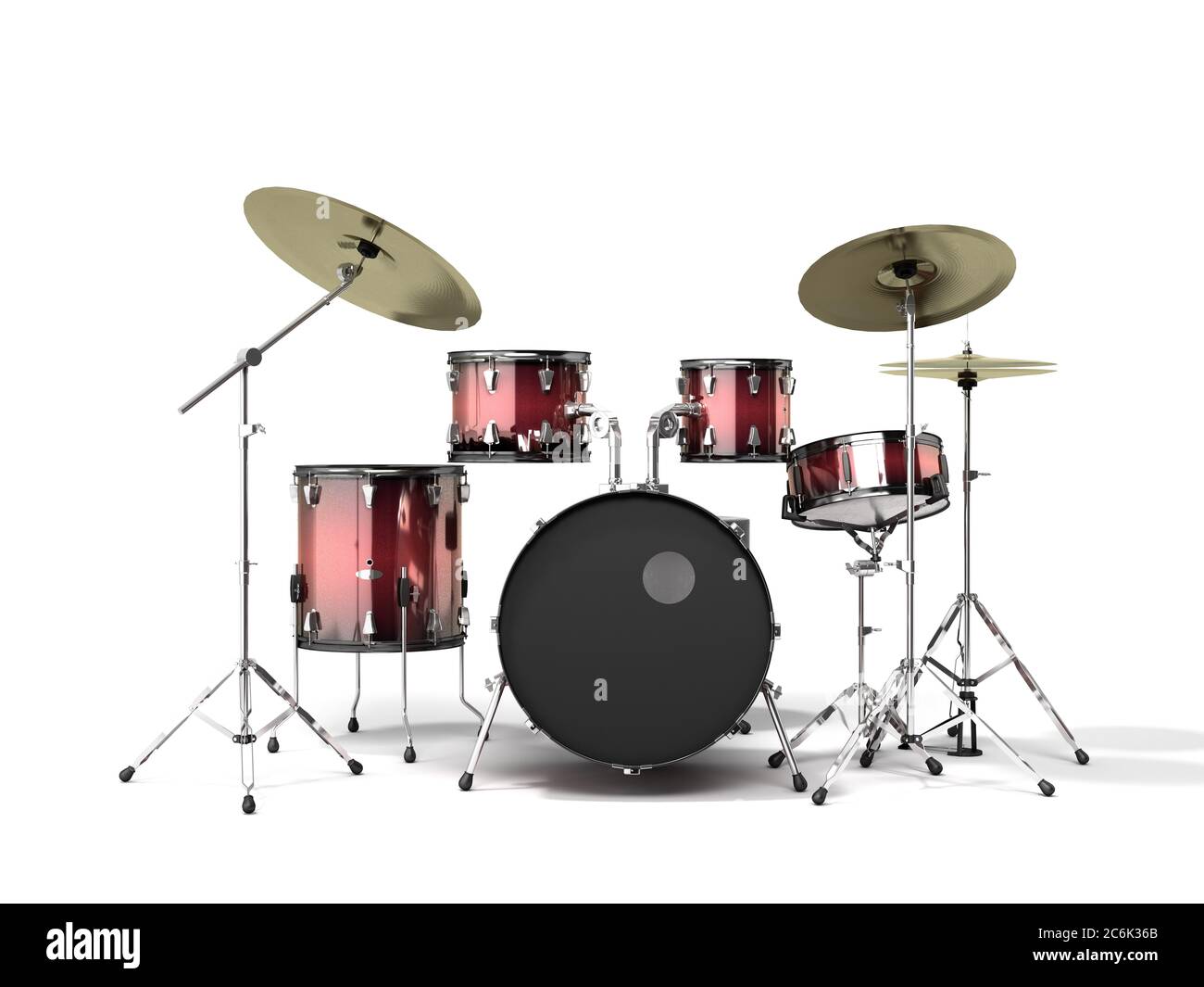 musical instrument drum set 3d render on a white background Stock Photo ...