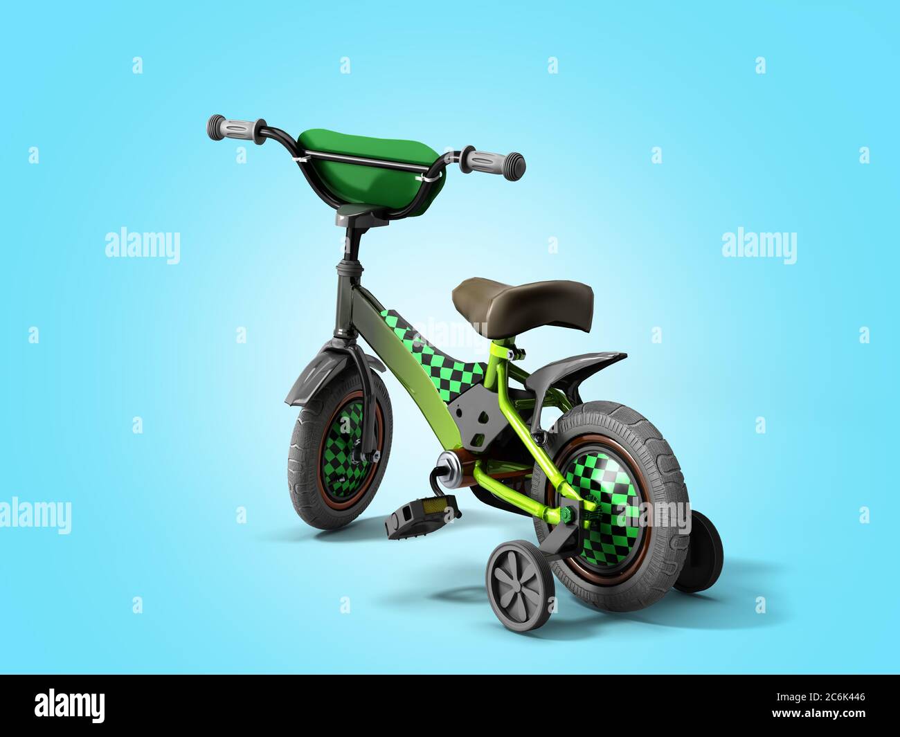 black kids bike on blue gradient background Stock Photo