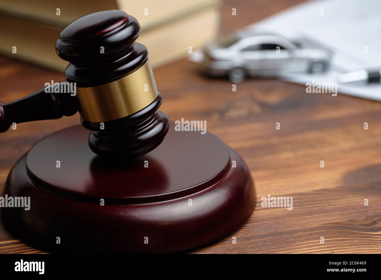 Driver license revocation concept next to the judge hammer. Stock Photo