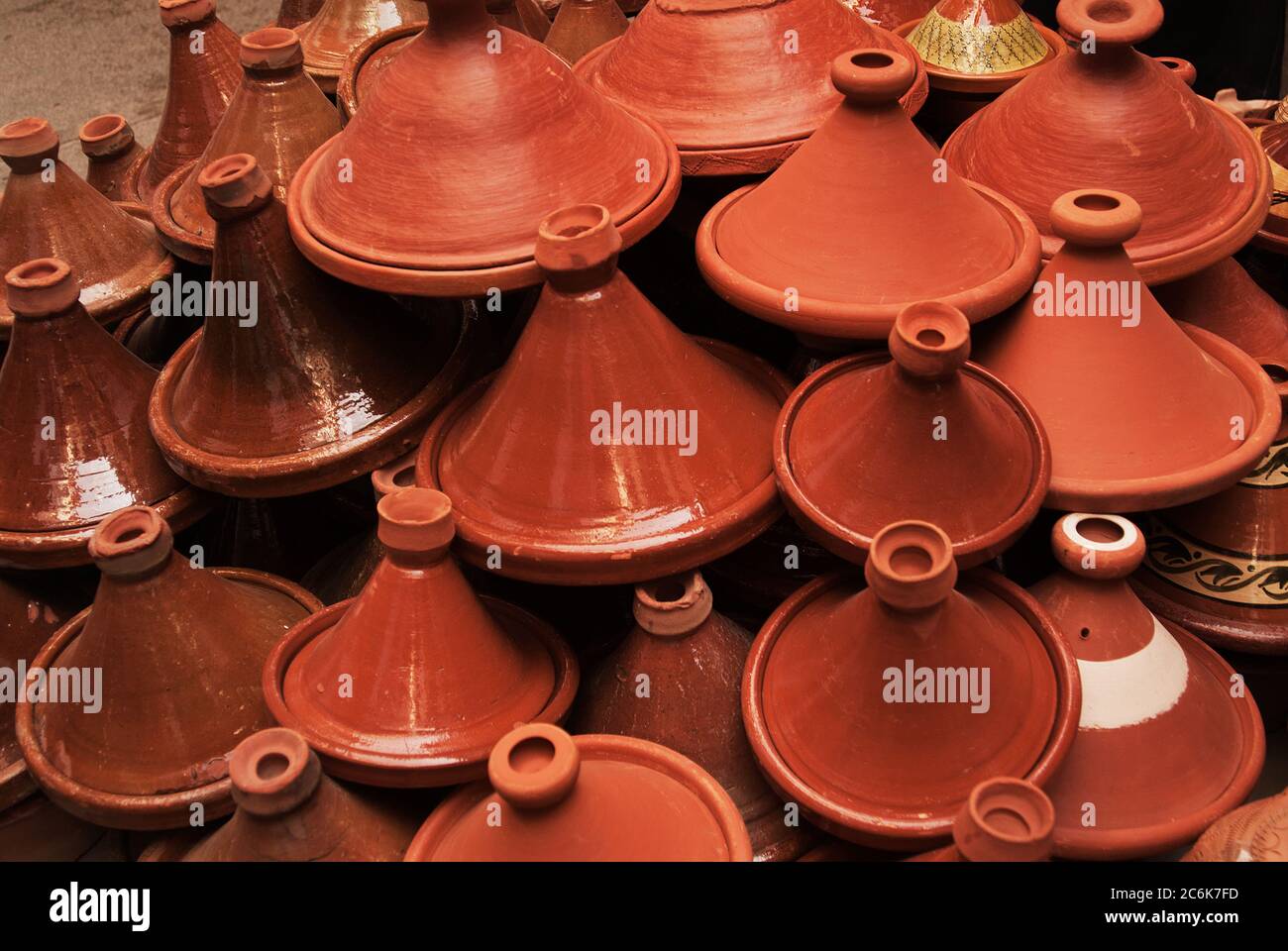 Clay tagine pots for sale at the market in Fes, Morocco Stock Photo Alamy