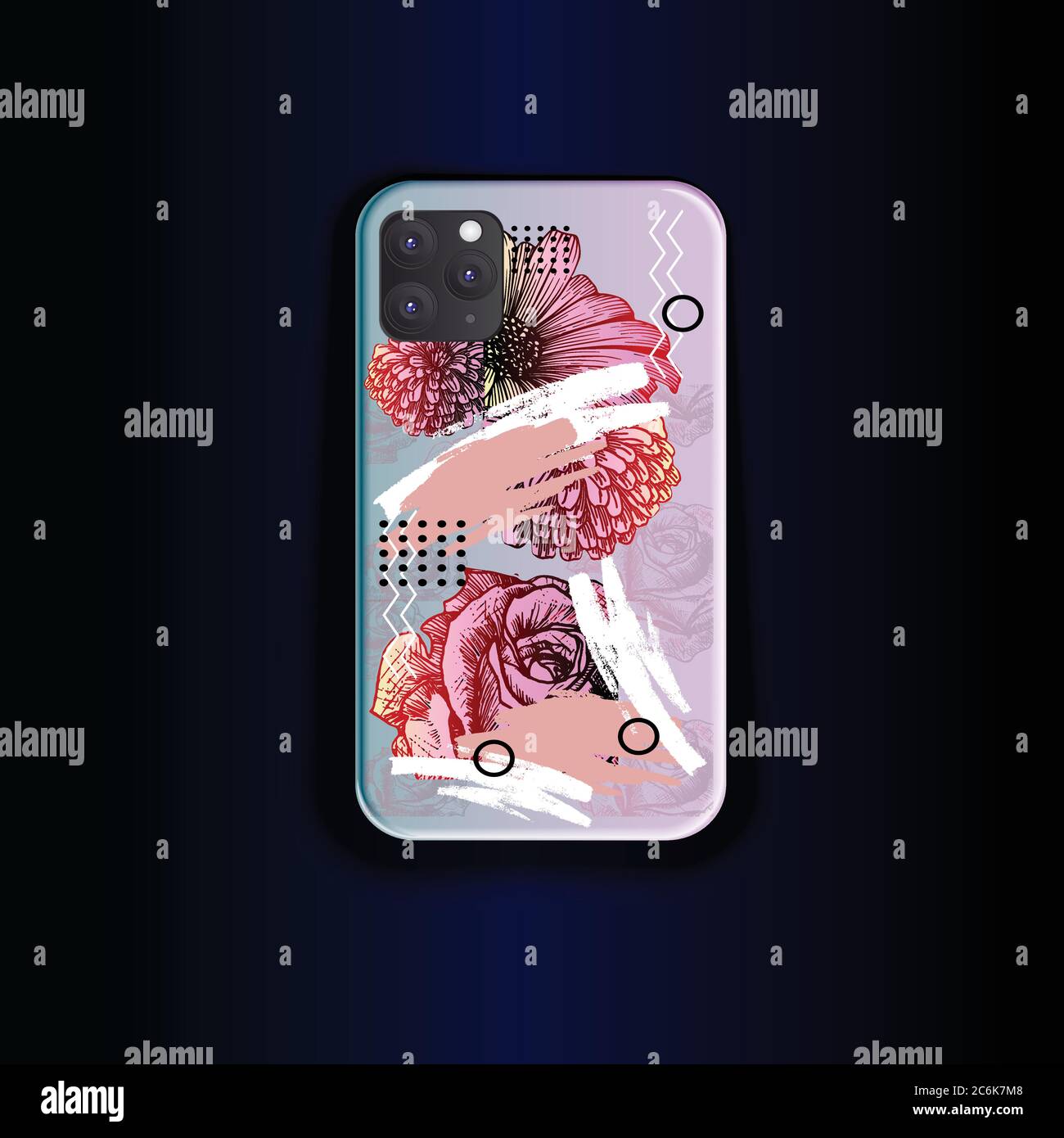Vector shaboon smartphone cover design print with flowers and