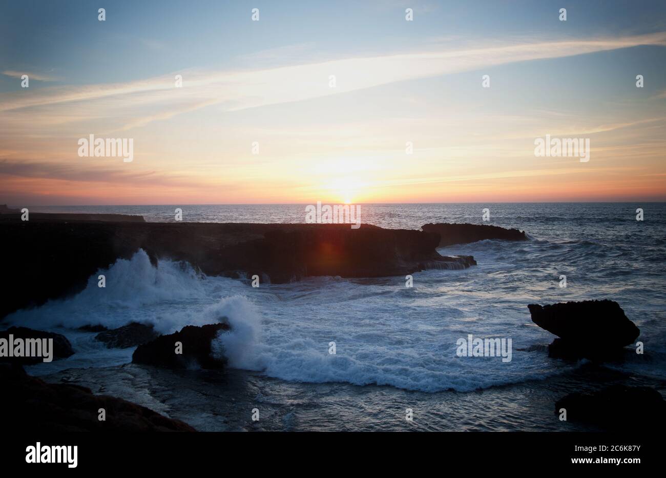 View of the Atlantic ocean at sunset, Rabat, Morocco Stock Photo - Alamy
