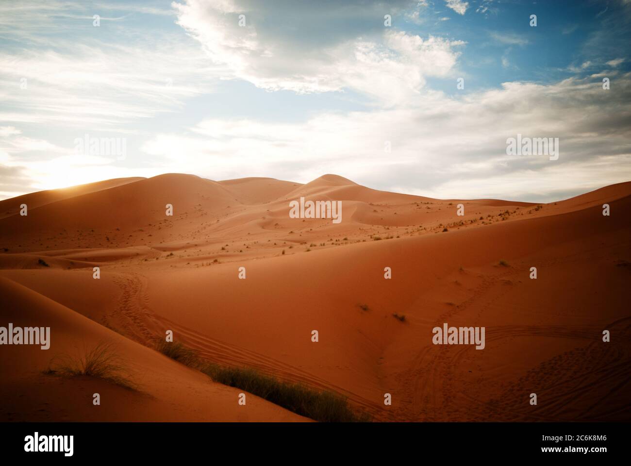 sand dunes in the Sahara Desert at sunset, Morocco Stock Photo - Alamy