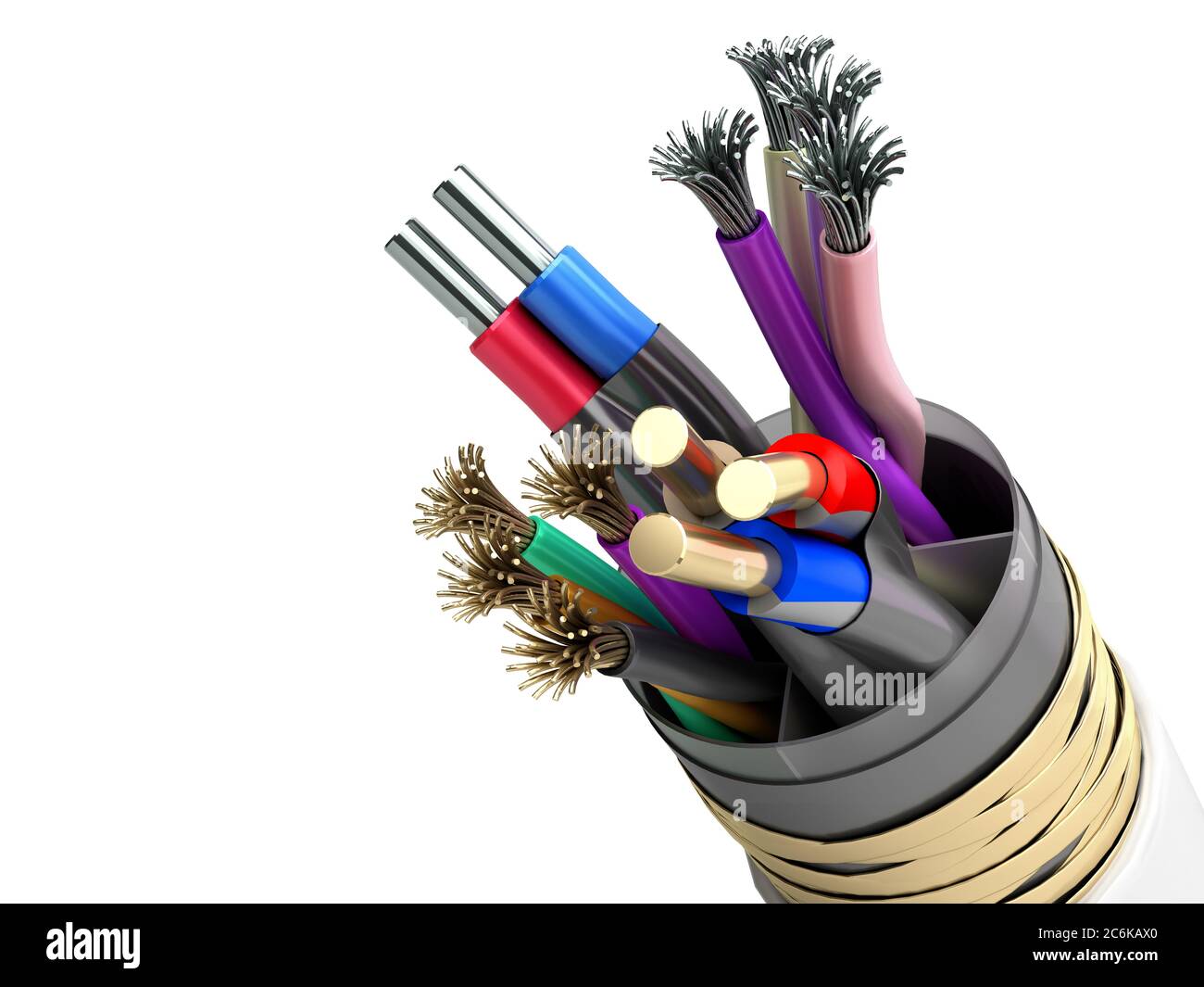wire multicore cable 3d render on white background Stock Photo Alamy