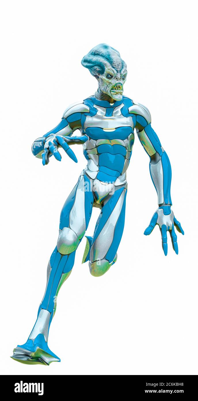 alien warrior running, 3d illustration Stock Photo - Alamy
