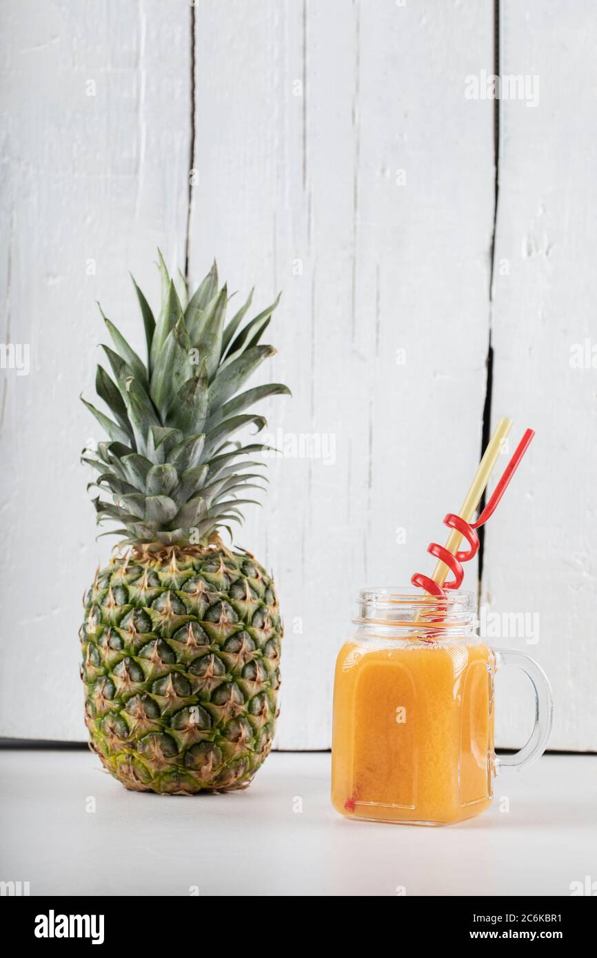 Pineapple juice in a glass jar Stock Photo Alamy