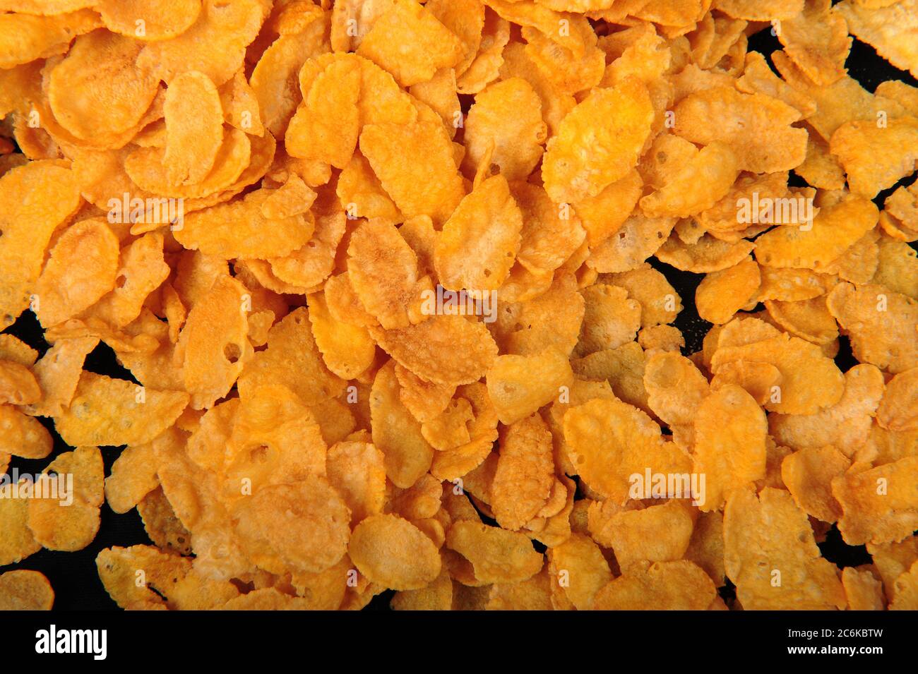 Closeup of corn flakes filling the whole horizontal photo Stock Photo