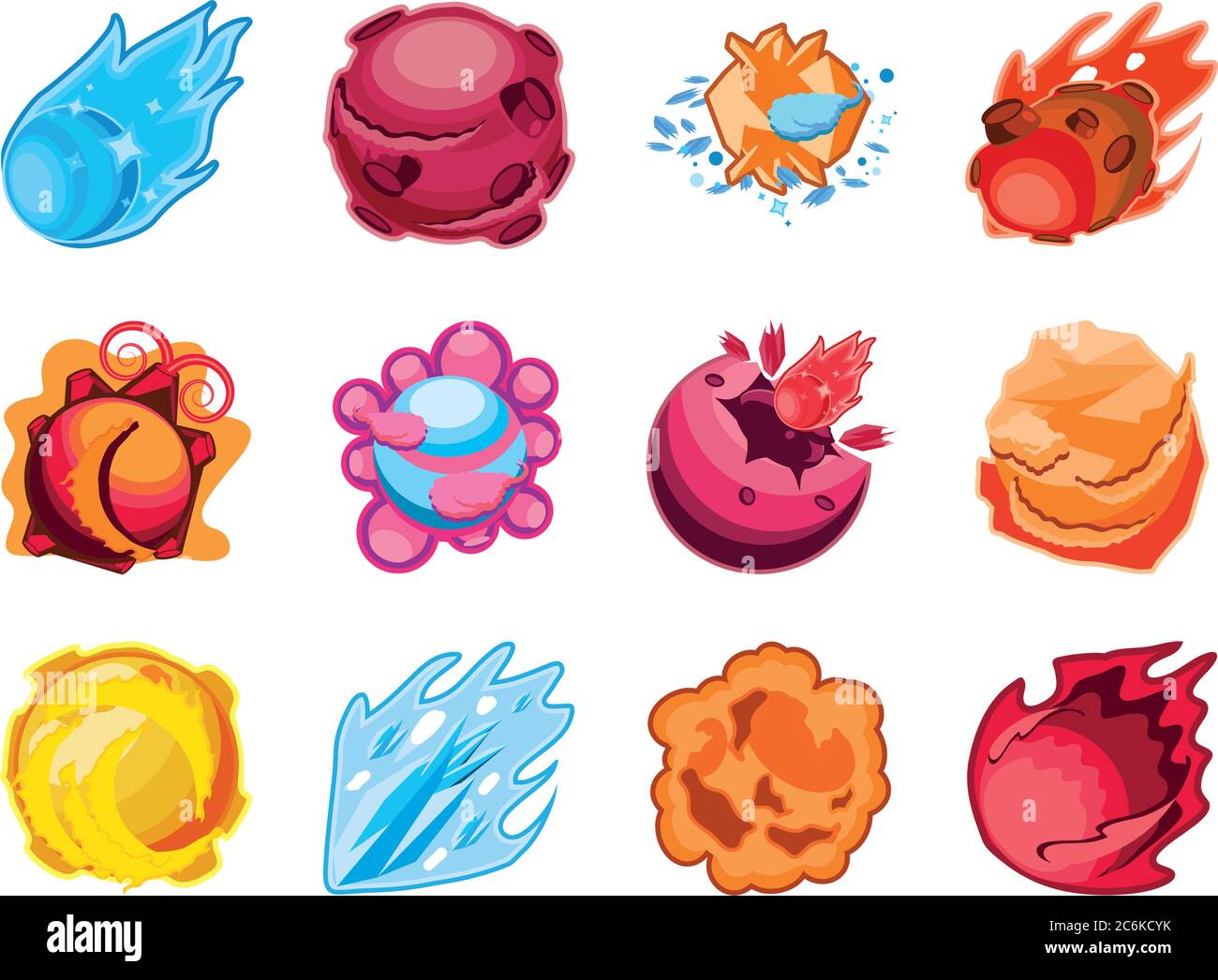 fantastic planets set of icons vector illustration design Stock Vector ...