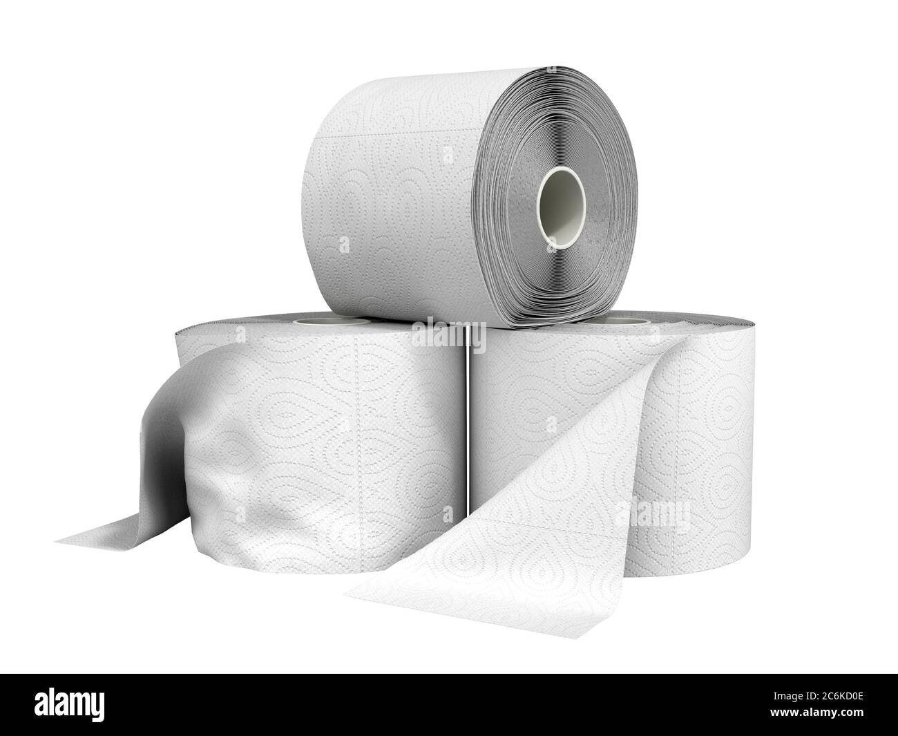 toilet paper rolls 3d render on a white background no shadow Stock