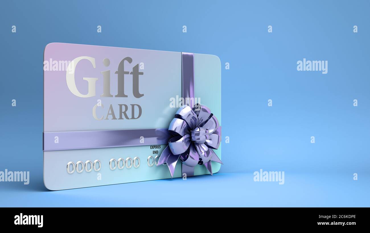 VIP gift card with bow 3d render on a blue gradient background Stock ...