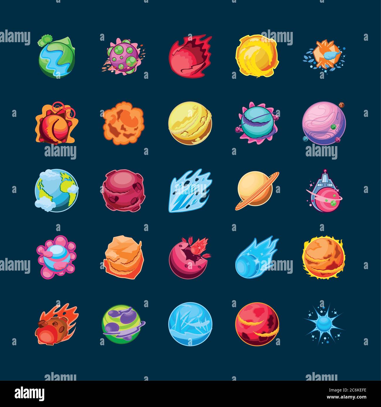 fantastic planets set of icons vector illustration design Stock Vector ...