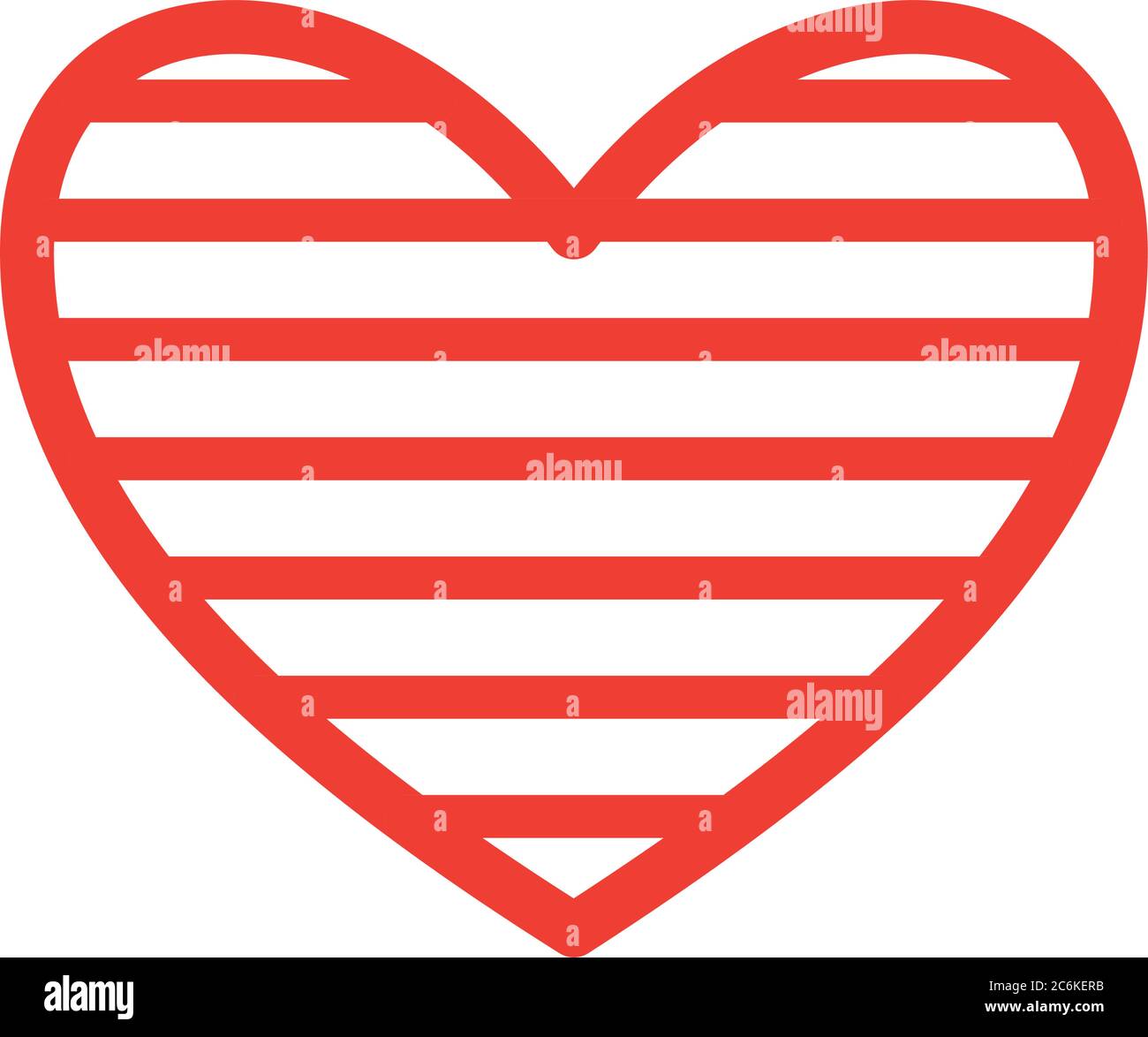 striped heart flat style icon design of love passion and romantic theme ...