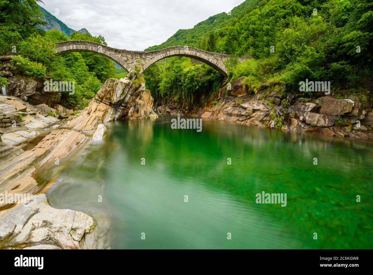 Verzasca River at Lavertezzo clear and turquoise water stream and