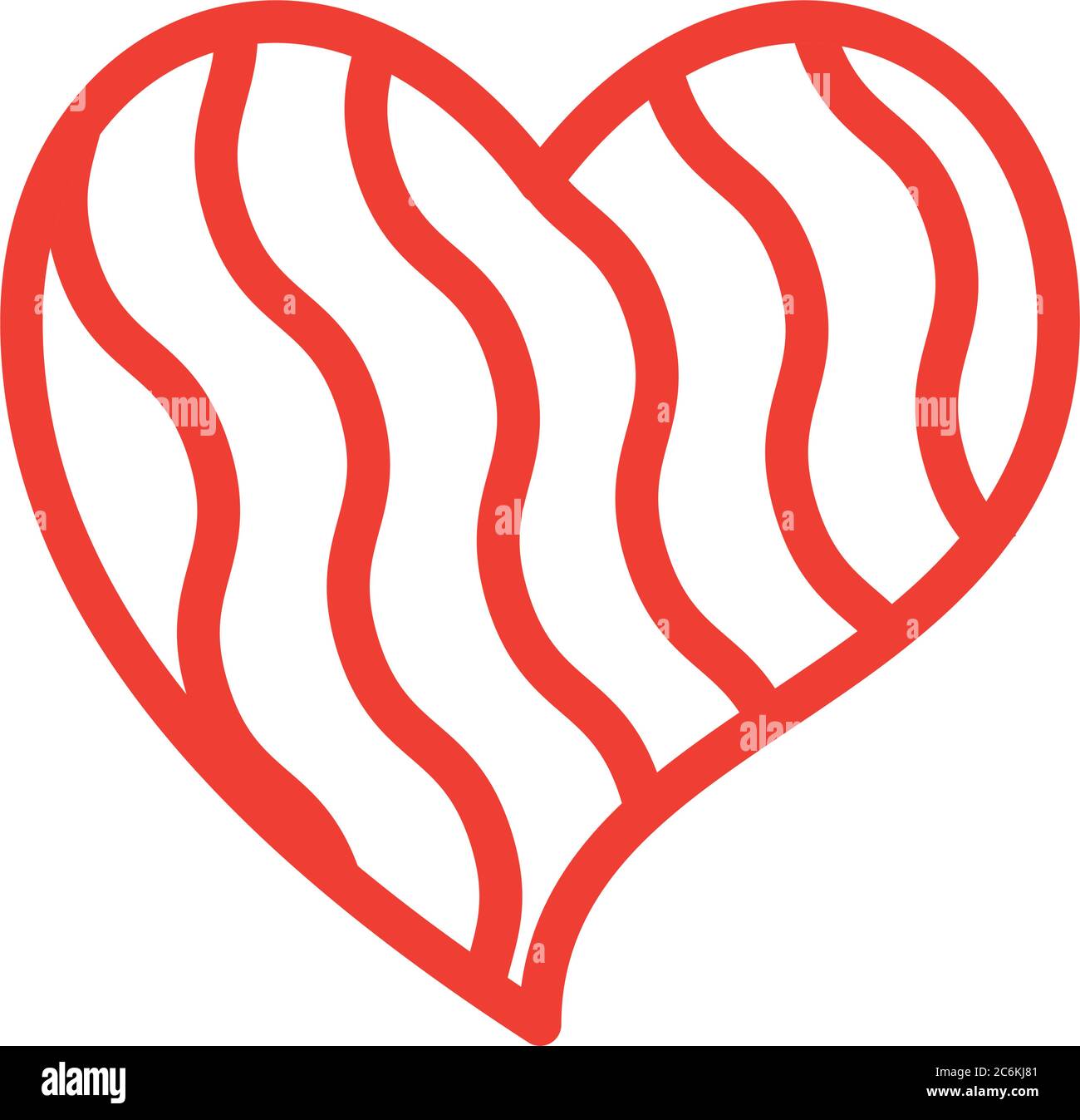 striped heart flat style icon design of love passion and romantic theme ...