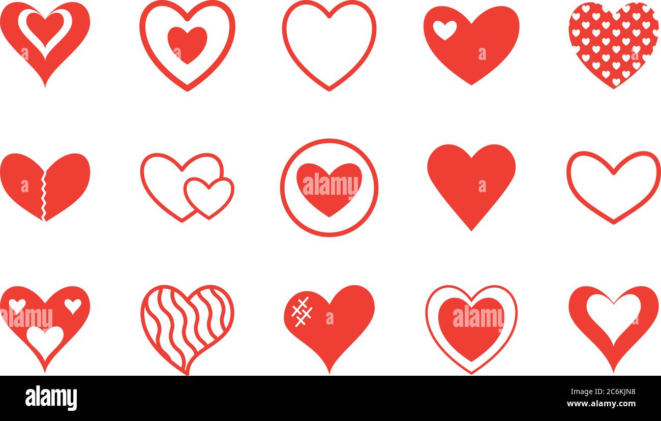 Hearts flat style icon set design of love passion and romantic theme ...