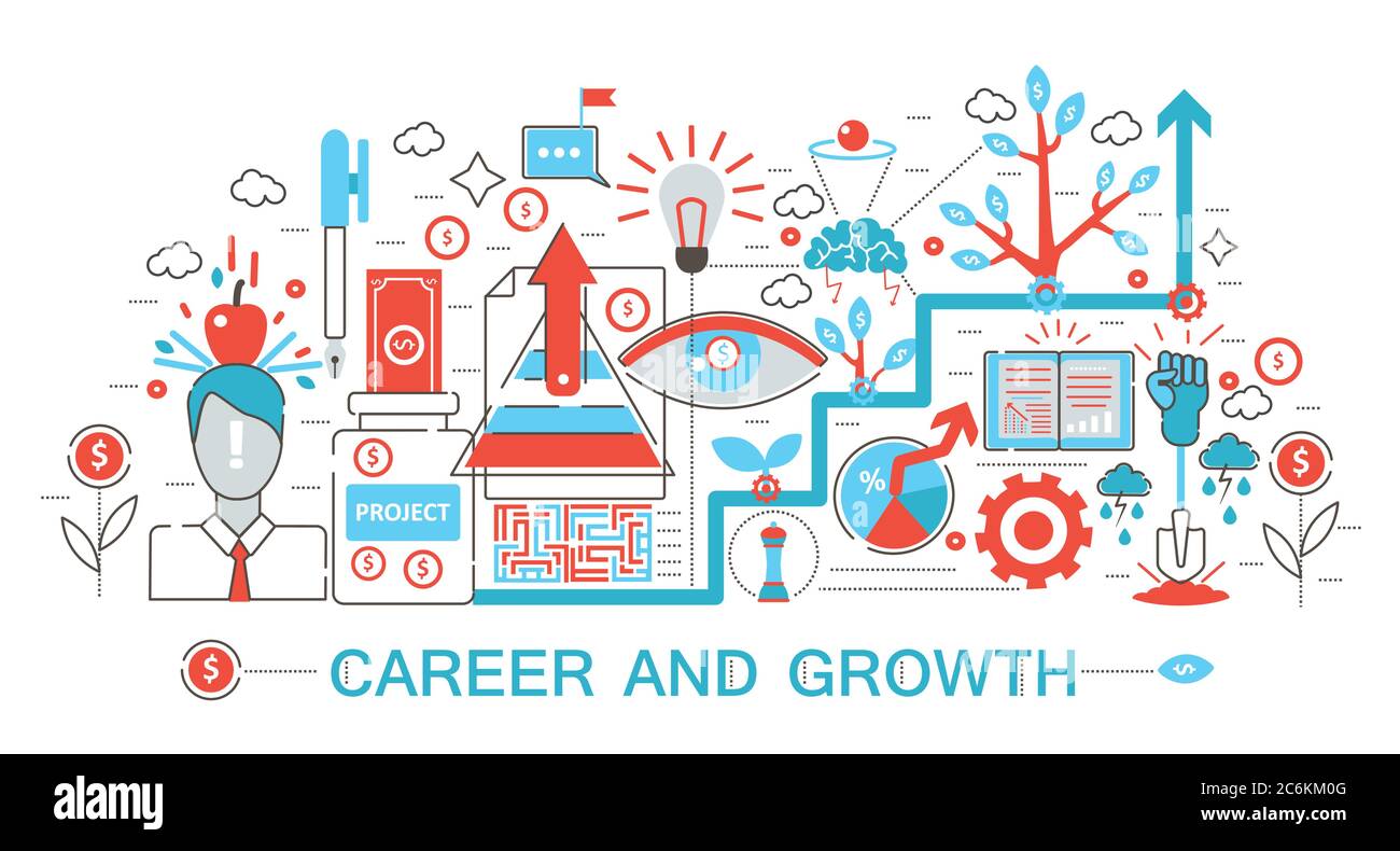 Modern Flat thin Line design Career and growing concept for web banner ...