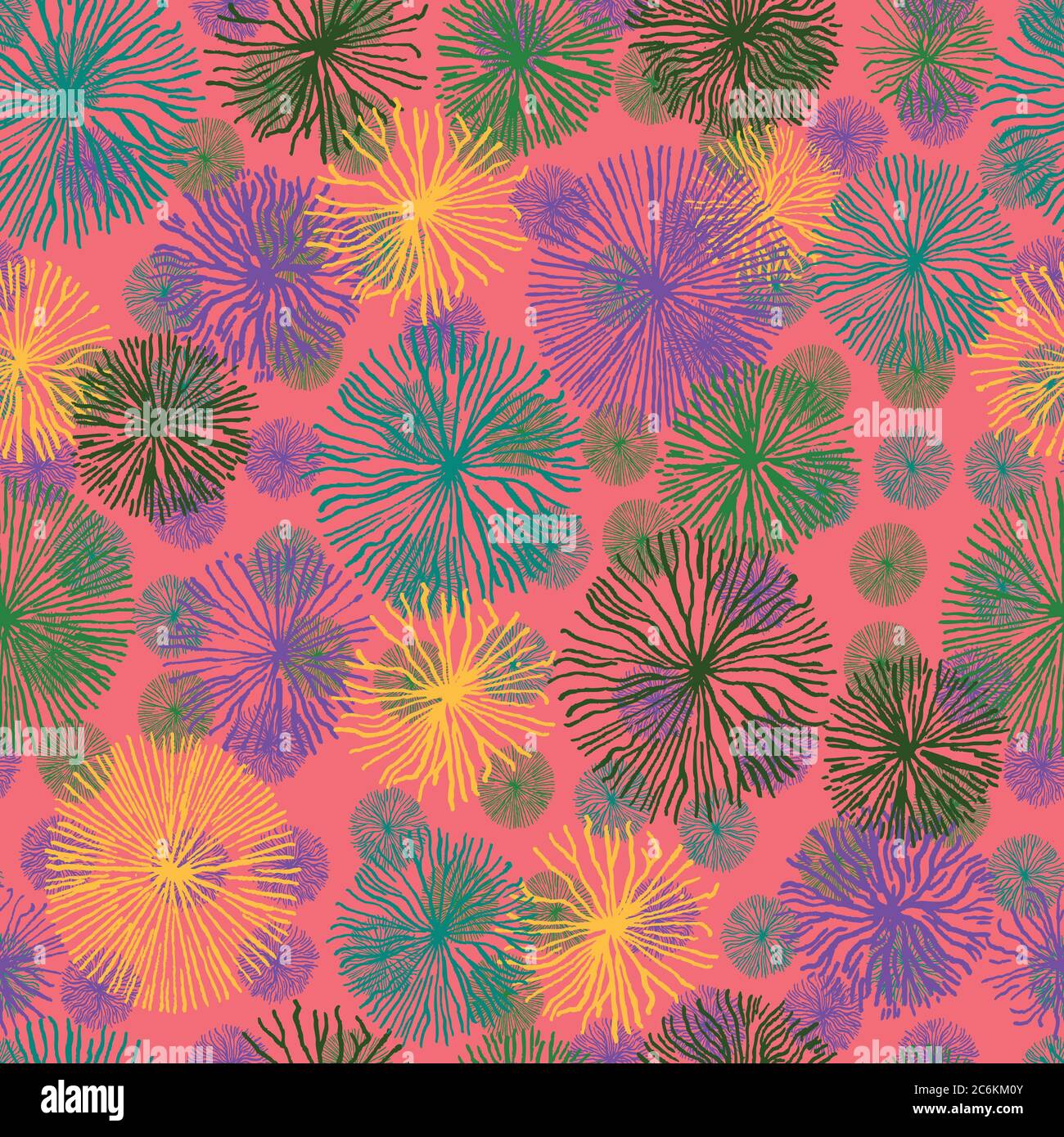 Seamless pattern with abstract floral structures and elements. Vector illustration. Stock Vector