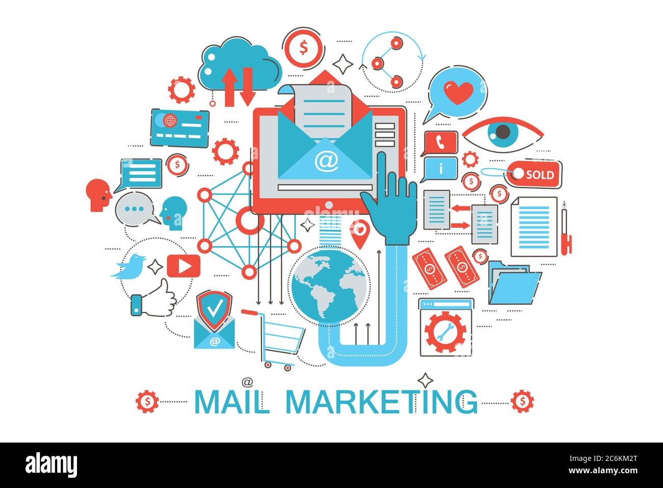 Modern Flat thin Line design Mail marketing concept for web banner ...