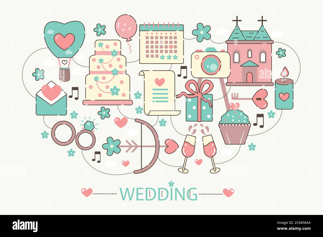 Modern graphic flat line design style infographics concept of Wedding ...