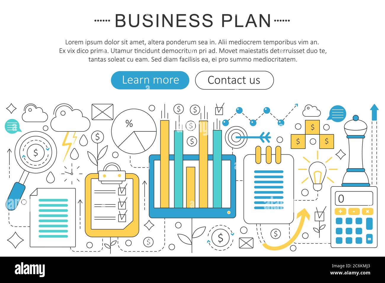 Vector elegant thin line flat modern Art design Business finance plan