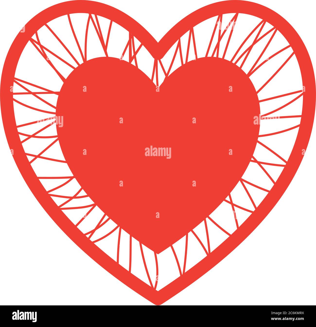 heart with crossing threads flat style icon design of love passion and ...