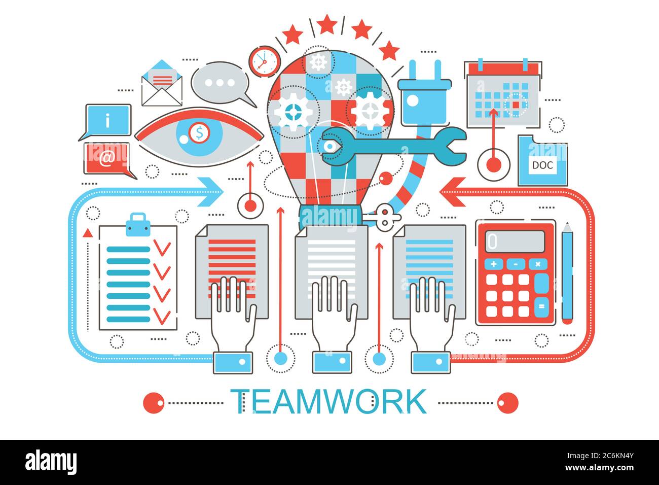 Modern Flat thin Line design Teamwork coworking concept for web banner ...